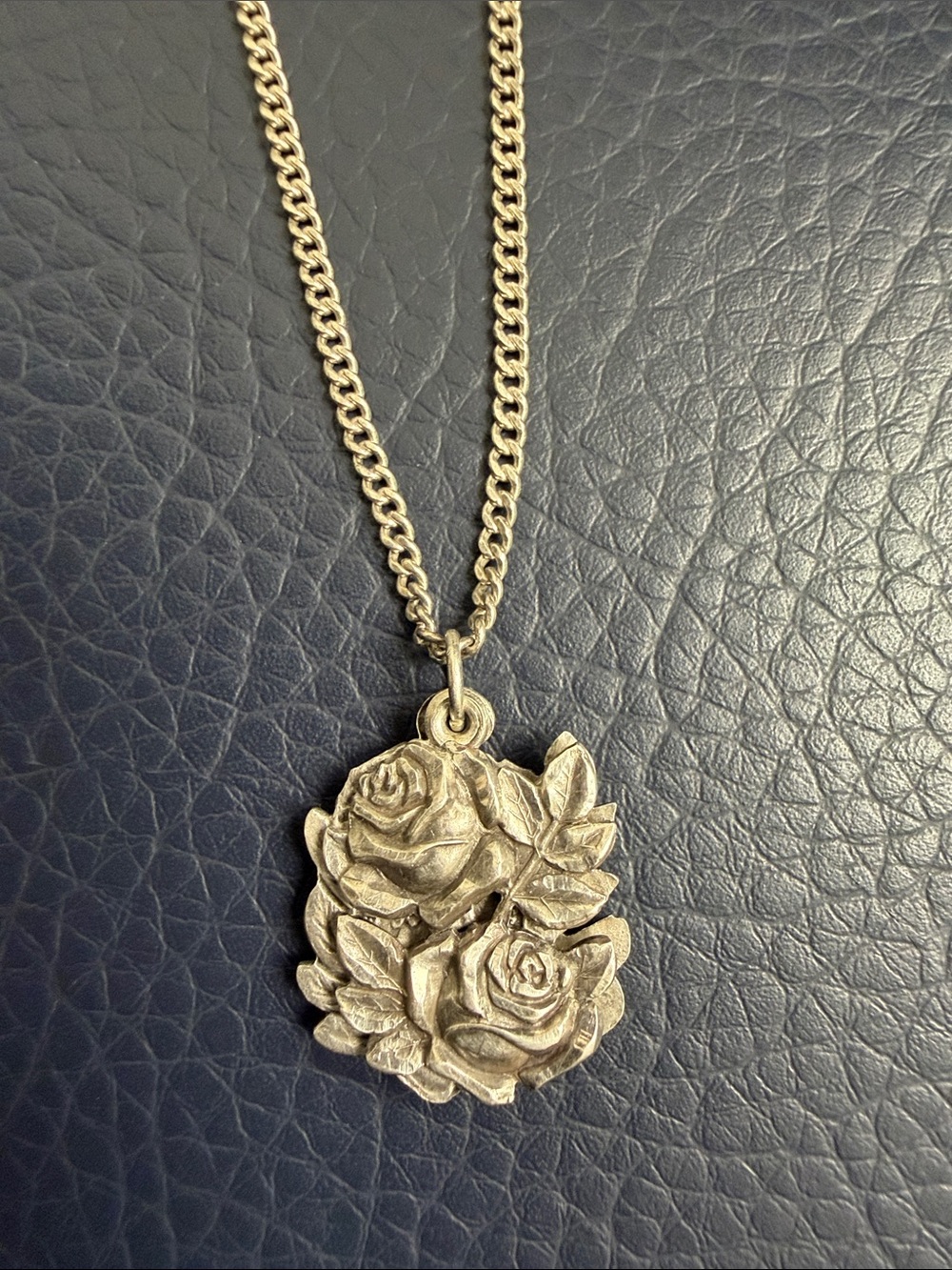 Sterling Silver Rose Pendant Necklace - Floral Statement Jewelry